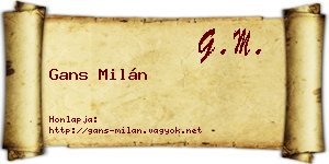Gans Milán névjegykártya